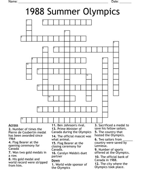 1988 olympic city crossword. Things To Know About 1988 olympic city crossword. 